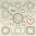 Vector Hand Sketched Floral Frames, Borders Royalty Free Stock Photo
