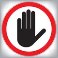 Vector hand stop prohibition sign