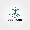 Vector of hand and tree logo symbol line art illustration design Royalty Free Stock Photo