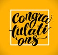 Vector hand written congratulations phrase isolated.