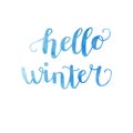 Vector hand written lettering illustration with watercolor texture Hello winter Royalty Free Stock Photo