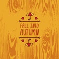 Vector handdrawn autumn element with text Royalty Free Stock Photo
