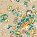 Vector Handdrawn batik floral pattern