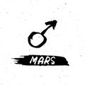 Vector handdrawn brush ink illustation of Mars sign Royalty Free Stock Photo