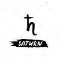 Vector handdrawn brush ink illustation of Saturn sign