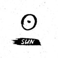 Vector handdrawn brush ink illustation of Sun sign