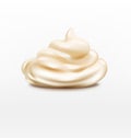 Vector handful cream (mayonnaise) swirl, on white backg