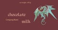 Vector handmade chocolate packaging design. Template with fairy dragon Royalty Free Stock Photo