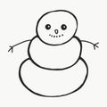 Vector of a handmade snowman. Doodle and simple snowman.