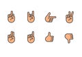 Vector hands icons set