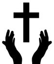 Vector hands praying and cross Royalty Free Stock Photo