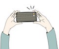 Vector Of Hands Taking Photo With Smartphone