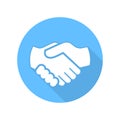 Vector of Handshake Icon on blue circle Royalty Free Stock Photo