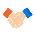 Vector handshake symbol for business and finance. Icon of partnership, successful. Gesture of hands.