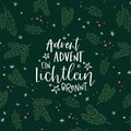 Vector handwritten Advent calligraphic lettering text in German language saying \