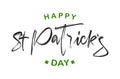 Vector Handwritten brush lettering of Happy St. Patrick`s Day on white background Royalty Free Stock Photo