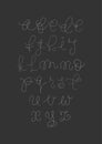 Vector handwritten brush script. White letters on black background. Royalty Free Stock Photo