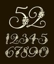 Vector handwritten calligraphic font. Set of numbers for holidays, anniversaries, births