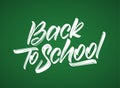 Vector Handwritten calligraphic lettering composition of Back to School on blackboard background Royalty Free Stock Photo