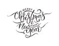 Vector handwritten calligraphic lettering Merry Christmas and Happy New Year.