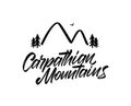 Vector Handwritten calligraphy lettering of Carpathian Mountains. Hand drawn mountains doodle