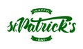 Vector Handwritten green elegant modern brush lettering emblem of Happy St. Patrick`s Day