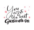 Vector handwritten lettering calligraphy family text You are the best Grandma on white background. Family day element t Royalty Free Stock Photo