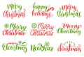 Vector handwritten Merry Christmas calligraphy set. Collection of Nativity and New Year lettering. Royalty Free Stock Photo