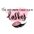 Hand sketched Lashes quote. Calligraphy phrase for beauty salon