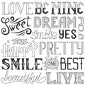 Vector Handwritten Words and Phrases. Words with Decorative Elements