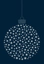 Vector hanging abstract Christmas ball consisting of glowing lights on a dark blue background. Royalty Free Stock Photo