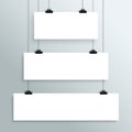 3 Vector Hanging Blank White Banners From Clips Royalty Free Stock Photo