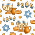 Vector Hanukkah seamless pattern