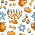 Vector Hanukkah seamless pattern