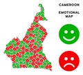 Vector Happiness African Cameroon Map Collage of Emojis