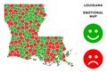 Vector Happiness Louisiana State Map Composition of Emojis