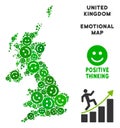 Vector Happiness United Kingdom Map Collage of Smileys