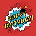 Vector Happy Birthday greeting card in comic book style Royalty Free Stock Photo