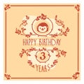 Vector Happy Birthday greeting card with cute hedgehog. Invitation design.