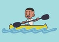 Happy Boy Rowing Athlete Player Cartoon Isolated Royalty Free Stock Photo