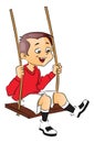 Vector of happy boy on swing