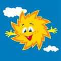 Vector happy cartoon sun smiling Royalty Free Stock Photo