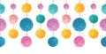 Vector Happy Colorful Birthday Party Pom Poms On Strings Set Horizontal Seamless Repeat Border Pattern. Great for