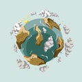 Vector happy earth day illustration of broken earth globe view