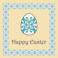 Vector Happy Easter background with easter egg and decorative frame Royalty Free Stock Photo