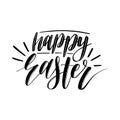 Vector Happy Easter calligraphy on white background. Religious holiday hand lettering for greeting card, poster, etc. Royalty Free Stock Photo