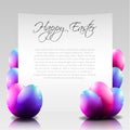 Vector Happy Easter Letter with Purple Eggs