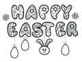 Vector Happy Easter text for kids coloring