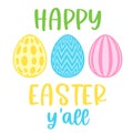 Vector Happy Easter you all illustration with decorated eggs Royalty Free Stock Photo