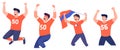 vector happy fans men and woman cheering cartoon illustration